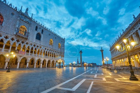 Photo for St Mark square in the first rays of sun at sunrise, Venice, Italy - Royalty Free Image