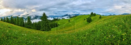 Photo for Summer landscape in mountains and the dark blue sky with clouds - Royalty Free Image