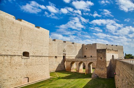 Beautiful view of Barletta Castle, Apulia, Italy. Wide angle. Panoramic banner.