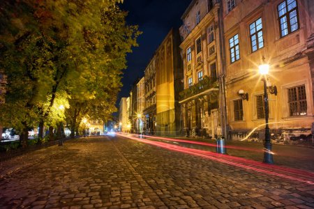 Photo for Vintage style image of old European city at night - Royalty Free Image