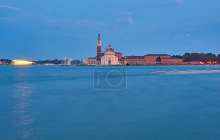 Photo for Venice Panorama timelapse with the Giudecca Island, the Madonna della Salute Church, Doge's Palace, St. Marc Square seen from the bell tower of the St. George. - Royalty Free Image