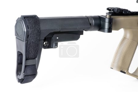 Téléchargez les photos : Banned folding pistol brace on 9mm pistol. - en image libre de droit