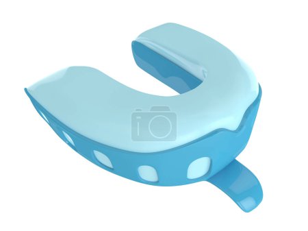 Foto de Bandeja de impresión de plástico dental 3d con material sobre fondo blanco - Imagen libre de derechos