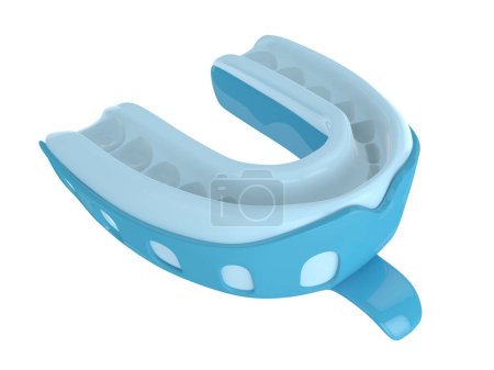 Foto de Bandeja de impresión de plástico dental 3d con material sobre fondo blanco - Imagen libre de derechos