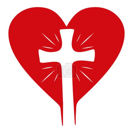 Illustration for Symbol of Christian cross inside heart shape - Royalty Free Image