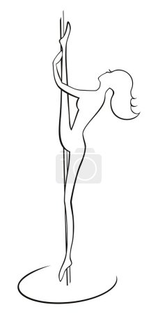 Téléchargez les illustrations : A slim pole dancer is practicing twine pose - en licence libre de droit