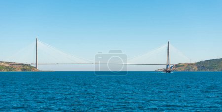 Yavuz sultan selim bridge on Bosphorus in Istanbul, Turkey. Bridge sea landscape