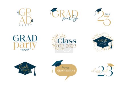 Illustration for Graduation congratulations typography collection, monogram, logo design templates collection. Vector design - Royalty Free Image