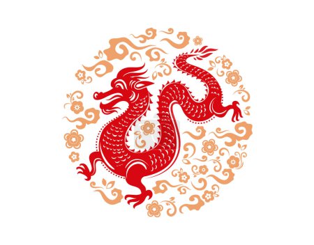 Ilustración de Dragón, Año Nuevo Chino, Tradicional personaje Dragón Chino. Ilustración vectorial - Imagen libre de derechos