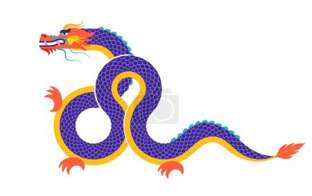 Ilustración de Dragón, Año Nuevo Chino, Tradicional personaje Dragón Chino. Ilustración vectorial - Imagen libre de derechos