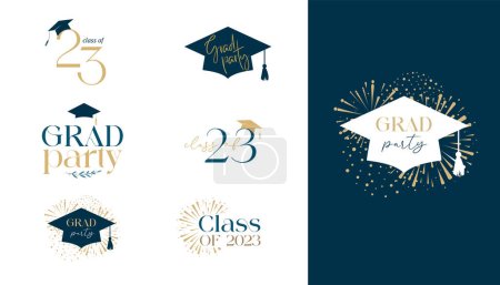 Illustration for Graduation congratulations typography collection, monogram, logo design templates collection. Vector design - Royalty Free Image
