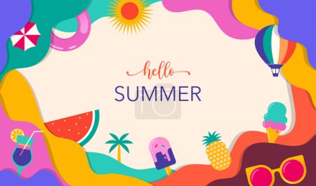 Illustration for Colorful Abstract Summer Background, poster, banner. Summer sale, summer fun concept design promotion design. Vector illustration - Royalty Free Image