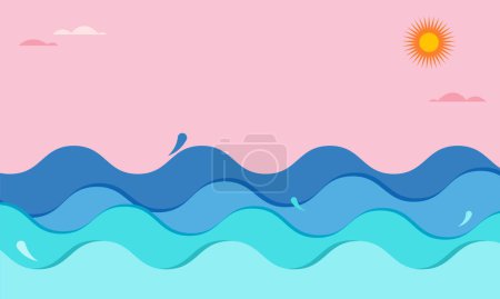 Illustration for Colorful Geometric Sea Summer Background, poster, banner. Summer time fun concept design promotion vector design - Royalty Free Image