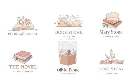 Illustration for Hand drawn pastel colors books illustrations, prints, logos. Post and story concept design. Vector art and illustrations - Royalty Free Image