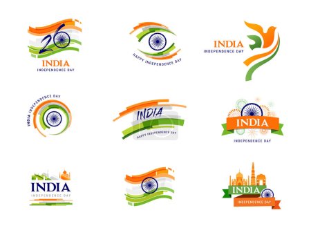 Illustration for India Independence day, banner, poster and greeting card. 76 Year Anniversary Independence Day Logo. Vector design - Royalty Free Image
