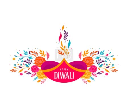 Téléchargez les illustrations : Joyeux Diwali, fête de la lumière. Design minimaliste moderne. Affiche, bannière et modèle de médias sociaux. Conception de concept vectoriel - en licence libre de droit