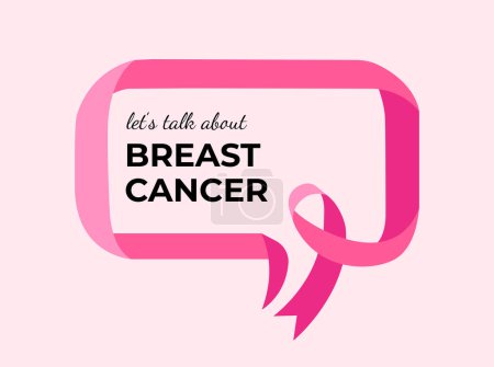 Téléchargez les photos : Mois de sensibilisation au cancer du sein avec ruban rose, symbole de bulle d'expression. Octobre est le Mois de la sensibilisation au cancer du sein. Illustration de concept vectoriel - en image libre de droit