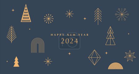 Téléchargez les photos : Bonne année 2024, poster, bannière et design de carte. Illustration vectorielle - en image libre de droit