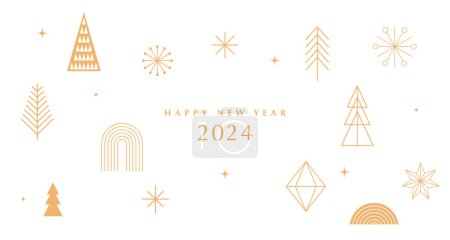 Ilustración de Feliz Año Nuevo 2024, póster, banner y diseño de tarjetas. Ilustración vectorial - Imagen libre de derechos