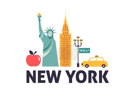 Ilustración de New York City, USA illustration, background, poster and banner design. Geometrical modern style concept vector illustration - Imagen libre de derechos