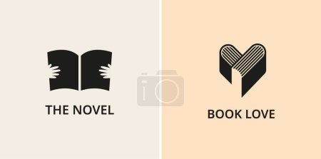 Ilustración de Libro minimalista, logotipo de lectura y escritura. Mínimos símbolos e iconos de libros de estilo moderno. Diseño del concepto vectorial - Imagen libre de derechos
