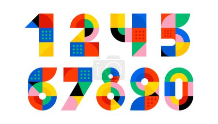 Chiffres géométriques ensemble coloré. Collection de nombres vectoriels modernes. Illustration conceptuelle