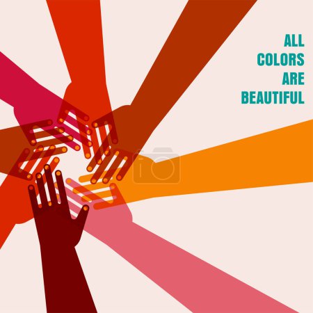 Colorful circle of hands. Together, community concept design. Vector illustration