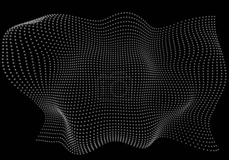 Foto de Halftone pattern overlay - 3d abstract shape design element - curved rectangle grid - Imagen libre de derechos