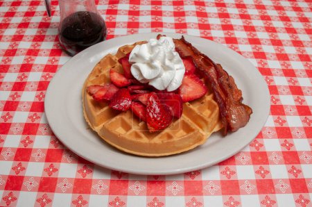 Photo for Traditional delectible dish known as the belgian waffle - Royalty Free Image