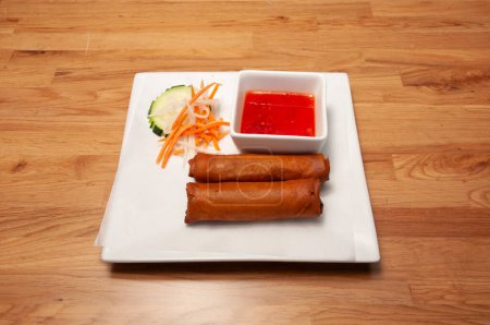 Photo for Delicious Chinese dish known as egg rolls - Royalty Free Image