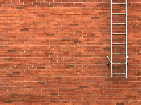 Foto de Escaleras de salida de seguridad en la pared de ladrillo - Imagen libre de derechos