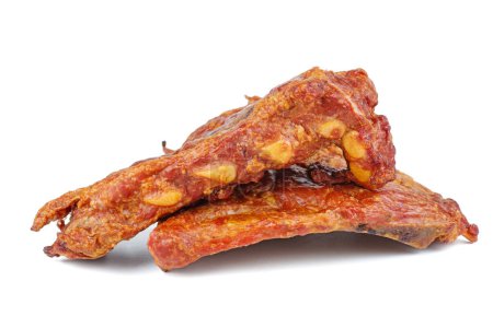 Photo for Smoked pork ribs isolated on white background. - Royalty Free Image