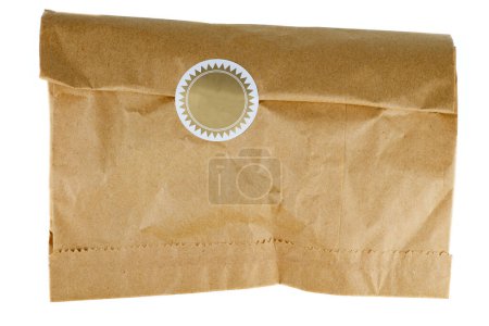 Photo for Sealed brown paper packet isolated on white background - Royalty Free Image