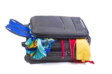 Téléchargez les photos : Superbe valise noire isolée sur fond blanc - en image libre de droit