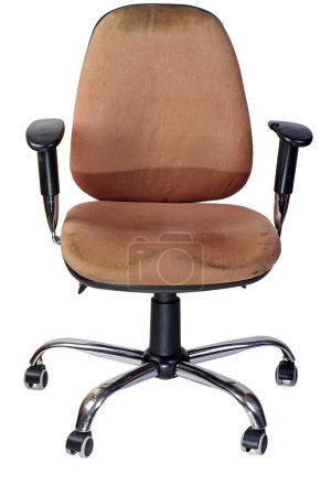Foto de Old dirty office chair isolated on white background - Imagen libre de derechos