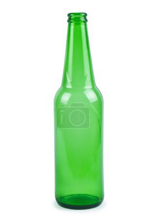 Photo for Empty green beer bottle isolated on the white background - Royalty Free Image