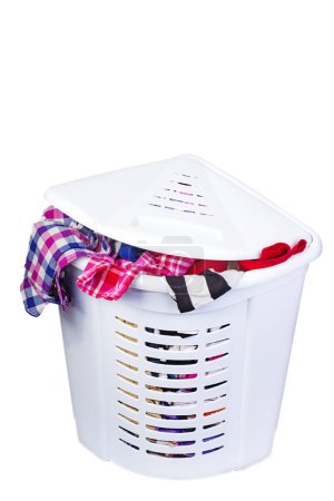 Photo for Full laundry basket isolated on white background - Royalty Free Image