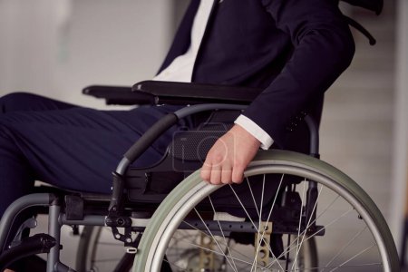 Photo for Closeup photo of a businessman in a wheelchair. High quality photo - Royalty Free Image