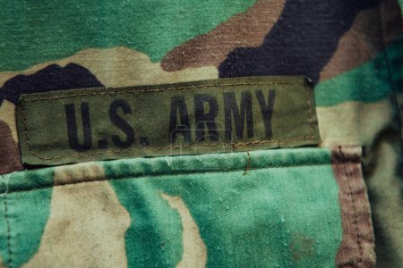 Photo for Soldier closeup on old military us army uniform. - Royalty Free Image