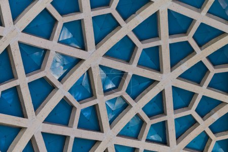 Foto de Detalle arquitectónico textura fondo con patrón de rejilla hexagonal oriental. - Imagen libre de derechos