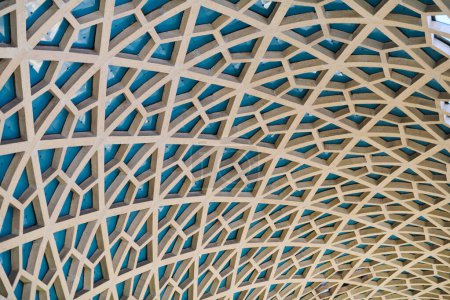 Téléchargez les photos : Détail architectural texture fond avec motif de grille hexagonale orientale. - en image libre de droit