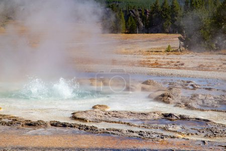 Foto de Erupción de géiser Sawmil en el parque nacional de Yellowstone, EE.UU. - Imagen libre de derechos