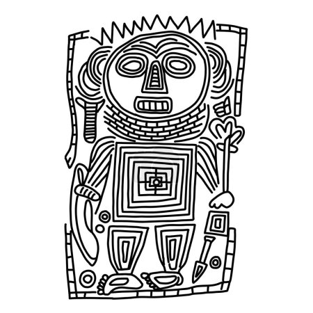 ídolo antiguo petroglifo americano línea nativa símbolo de arte