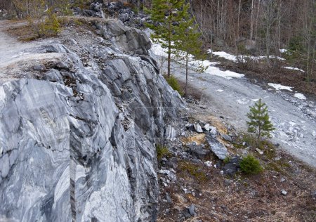 Photo for Ruskeala Mountain Park - Landmark of Russia. Marble mountain rock quarry winter landscape, Karelia. Winter time. - Royalty Free Image
