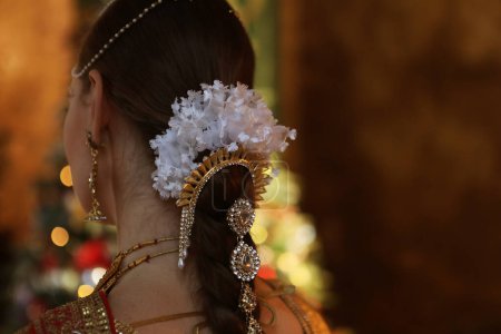 Téléchargez les photos : Indian Wedding Hairstyles, Indian Bridal Hairstyles, close up - en image libre de droit