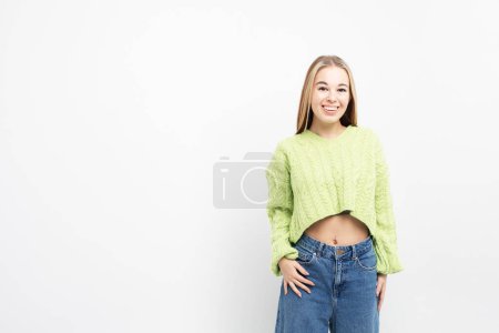 Photo for Studio shot of good-looking beautiful woman isolated against white background. - Royalty Free Image