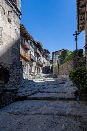 Very nice splendid Spanish village Rupit in a sunny day. Catalonia