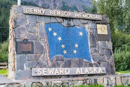 Photo for Seward, AK - September 1, 2022: The Benny Benson Memorial commemorates Benny Benson, who won the contest to design the Alaska State Flag in 1927 - Royalty Free Image