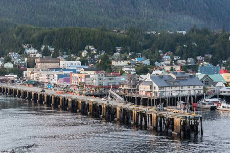 Photo for Ketchikan, AK - September 9, 2022: City skyline of the port of Ketchikan, Alaska from the waterfront - Royalty Free Image