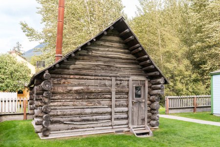 Photo for Skagway, AK - September 7, 2022: Exterior of the historic Moore Homestead cabin built by Captain William Moore in 1887 - Royalty Free Image